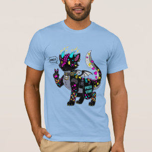 Camiseta Cyber Neon Gamer Cat Furry T-Shirt