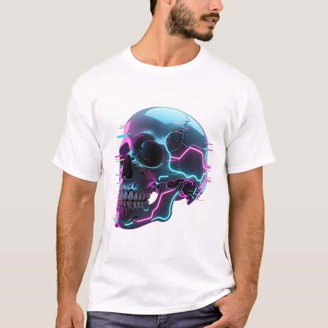Camiseta Cyber Neon Skull (Anverso)