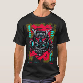Camiseta Cyber Oni Mask - Japanese Techwear Gold Edition