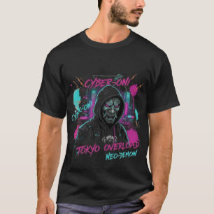 Camiseta Cyber-Oni y cabeza de gato robótico   Neo-Tokyo Va