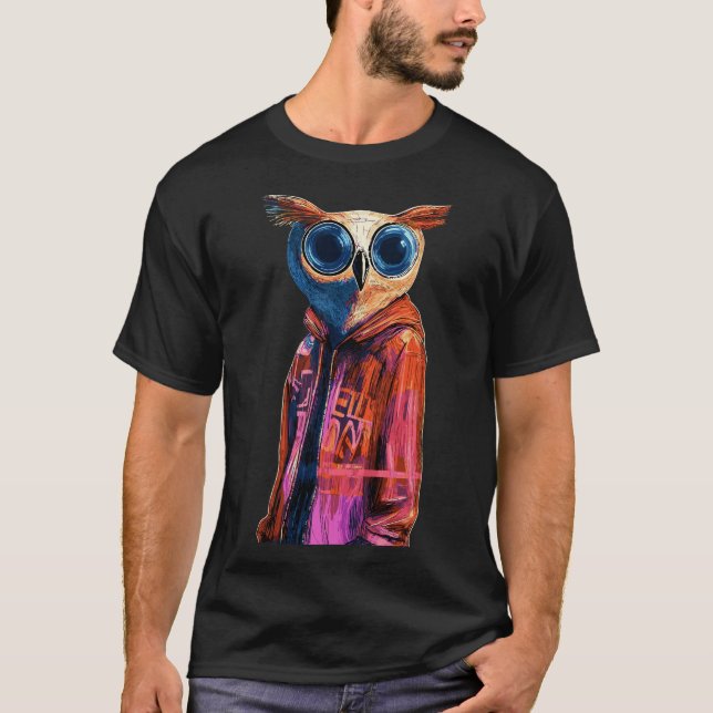 Camiseta Cyber Owl - Futurista Streetwise 1 (Anverso)
