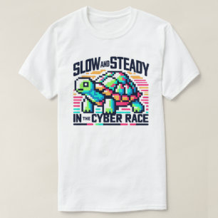 Camiseta Cyber Race de 8 bits con tortuga de neón 