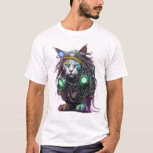 Camiseta Cyber rasta Cat Ilustracion