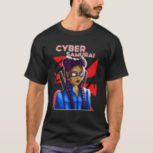 Camiseta Cyber Samurai Chica Gamer Katana japonés virtual R