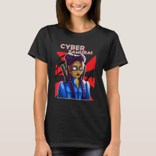 Camiseta Cyber Samurai Chica Gamer Katana japonés virtual R