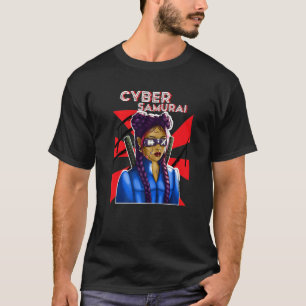 Camiseta Cyber Samurai Chica Gamer Katana japonés virtual R