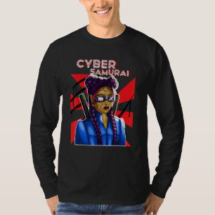 Camiseta Cyber Samurai Chica Gamer Katana japonés virtual R