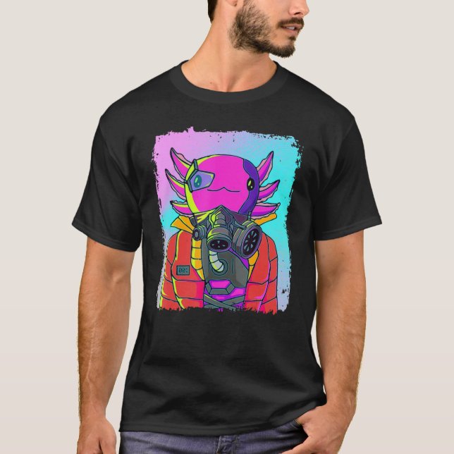 Camiseta Cyber Vaporwave Aesthetic Futuristic Axolotl (Anverso)