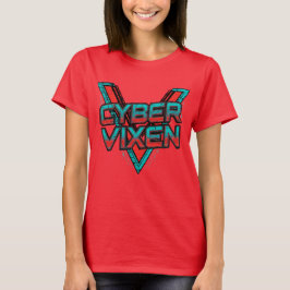Camiseta Cyber Vixen - Red Teal Gamer Girl Graphic Gaming