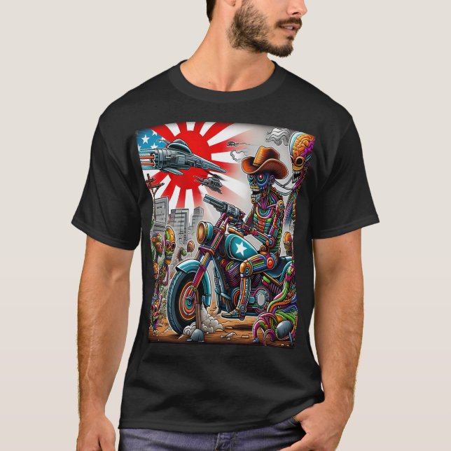 Camiseta Cybernetic Bikers in Psychedelic Apocalypse (Anverso)