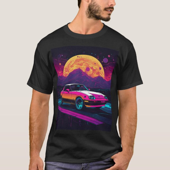 Camiseta "Cyberpunk 1985: Odisea cósmica de Miata" (Anverso)