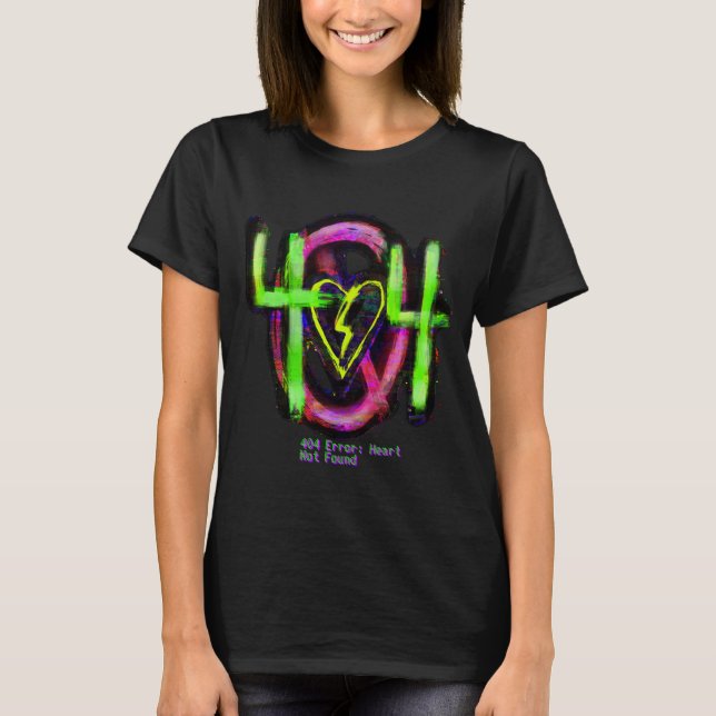 Camiseta Cyberpunk 404 Error Heart No Encontrado Glitch (Anverso)