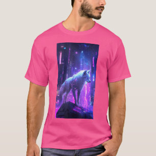 Camiseta Cyberpunk Anime Wolf Digital Art Futurista Magic