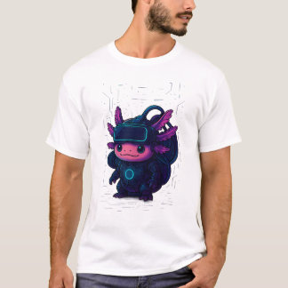 Camiseta Cyberpunk Axolotl - Futuritic Neon Style