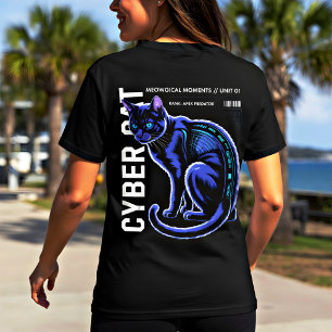 Camiseta Cyberpunk Blue Cat Tee – Camisa Brillante