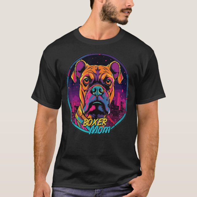 Camiseta Cyberpunk Boxer Loving Moms Futuristic Boxer Dog (Anverso)
