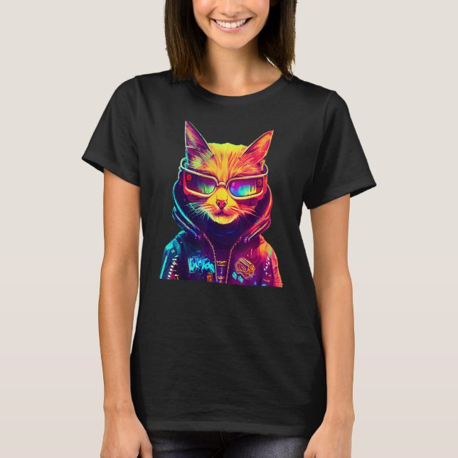Camiseta Cyberpunk Cat 6 (Anverso)