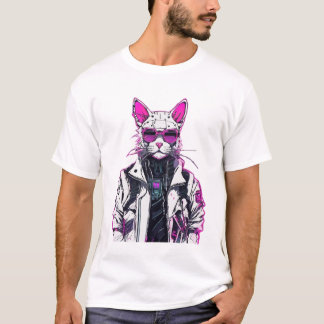 Camiseta Cyberpunk Cat: Ley de Neon