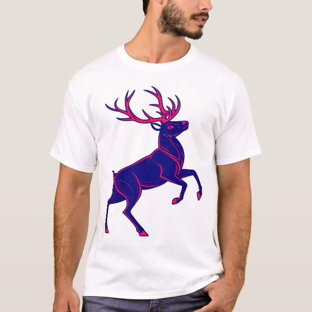 Camiseta Cyberpunk Christmas Reindeer Neon Glow Shirt (Anverso)