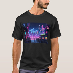 Camiseta Cyberpunk City Night Cafe
