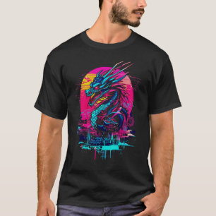 Camiseta Cyberpunk Dragon, retro futurista y despi