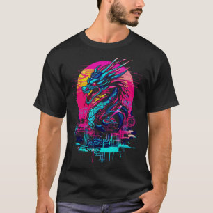 Camiseta Cyberpunk Dragon, retro futurista y despi