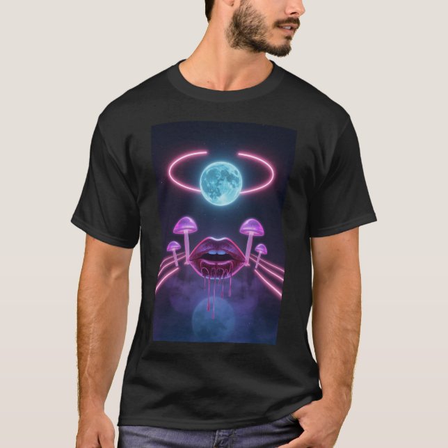 Camiseta Cyberpunk Espacial con Hongos (Anverso)