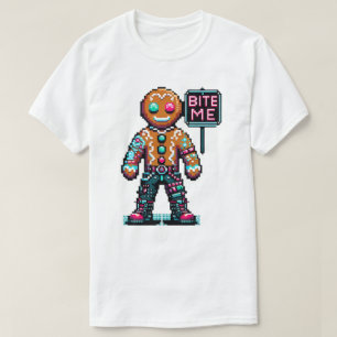 Camiseta Cyberpunk Gingerbread Man - Navidades "Bite Me"