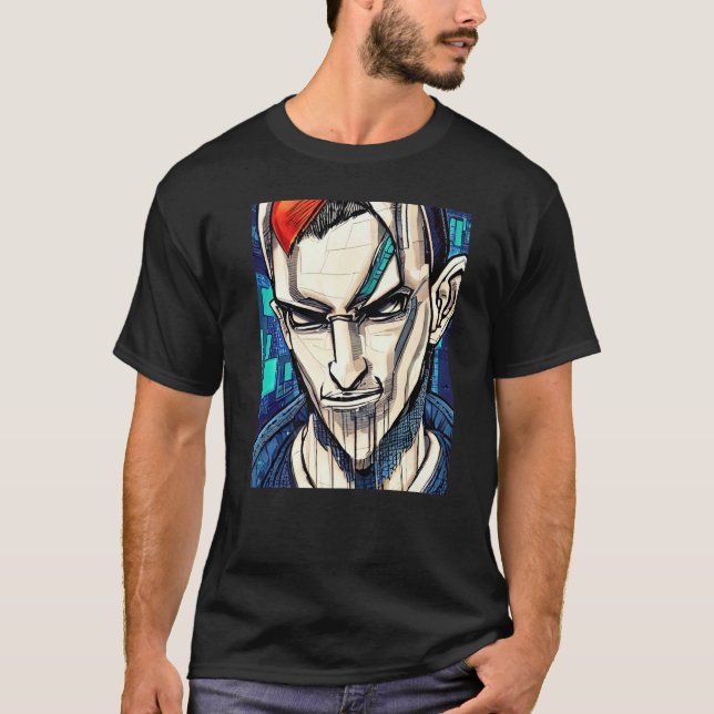 Camiseta Cyberpunk Hacker Computadora Diseño Geek Premium_1 (Anverso)