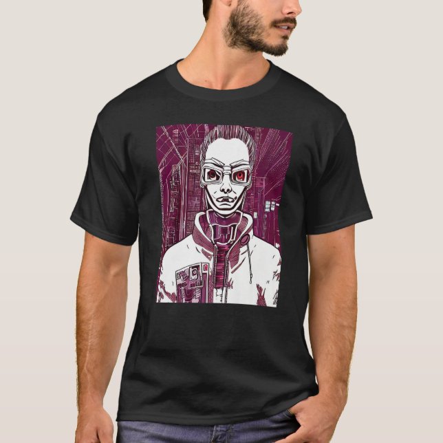 Camiseta Cyberpunk Hacker Computadora Diseño Geek Premium_8 (Anverso)