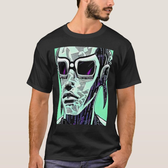 Camiseta Cyberpunk Hacker Computer Geek design_5 (Anverso)