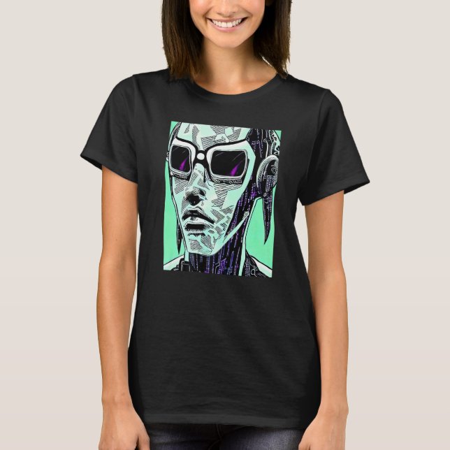 Camiseta Cyberpunk Hacker Computer Geek design Premium_5 (Anverso)