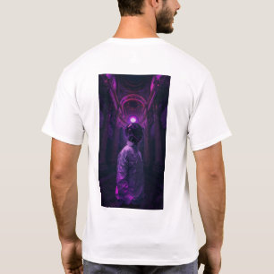 Camiseta Cyberpunk Morado y negro Resumen gráfico T-Shir