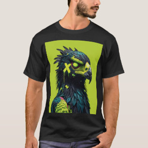 Camiseta Cyberpunk Neon Eagle - Arte de muralla animal futu