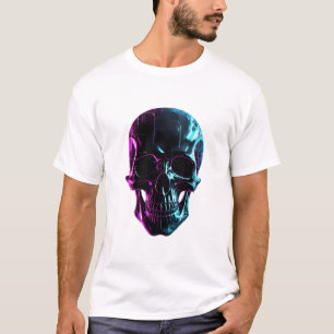 Camiseta Cyberpunk Neon Skull