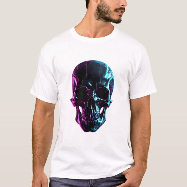 Camiseta Cyberpunk Neon Skull (Anverso)