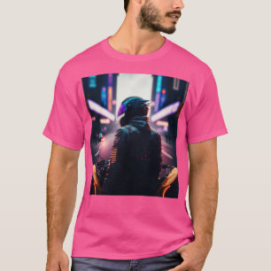 Camiseta Cyberpunk Outrun Biker Motorcycle Fut
