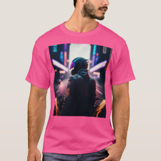 Camiseta Cyberpunk Outrun Biker Motorcycle Fut