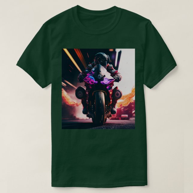 Camiseta Cyberpunk Outrun Biker Motorcycle Fut (Diseño del anverso)