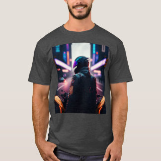 Camiseta Cyberpunk Outrun Biker Motorcycle Fut