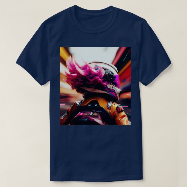 Camiseta Cyberpunk Outrun Biker Motorcycle Fut (Diseño del anverso)