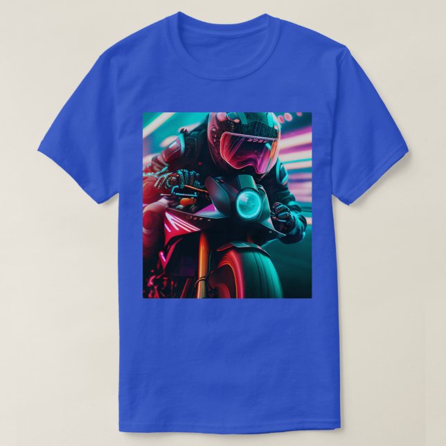 Camiseta Cyberpunk Outrun Biker Motorcycle Fut (Diseño del anverso)
