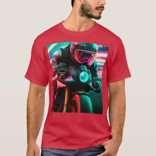 Camiseta Cyberpunk Outrun Biker Motorcycle Fut