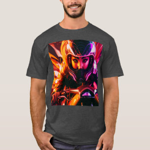 Camiseta Cyberpunk Outrun Biker Motorcycle Fut