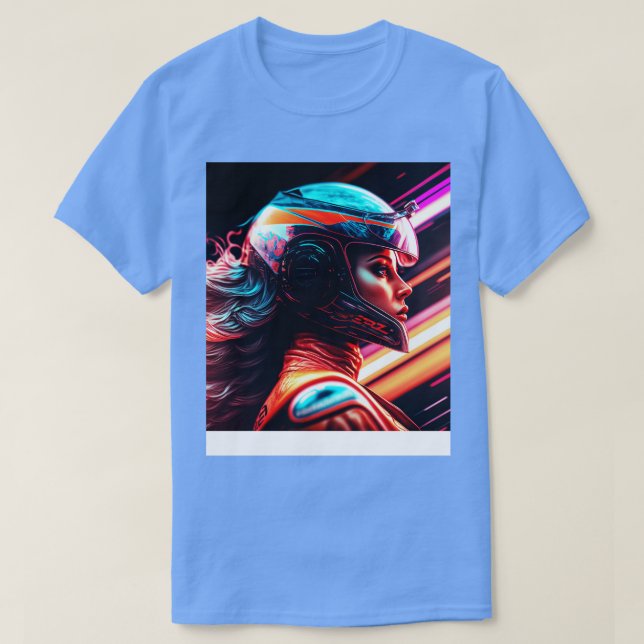 Camiseta Cyberpunk Outrun Biker Motorcycle Fut (Diseño del anverso)