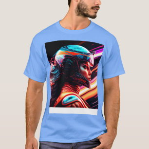 Camiseta Cyberpunk Outrun Biker Motorcycle Fut