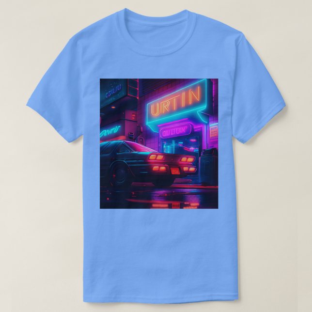 Camiseta Cyberpunk Outrun City Automobile Futurista AI Ge (Diseño del anverso)