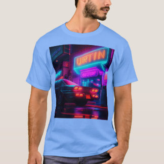 Camiseta Cyberpunk Outrun City Automobile Futurista AI Ge