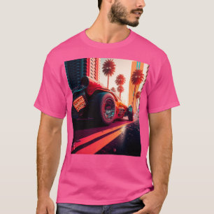 Camiseta Cyberpunk Outrun City Automobile Futurista AI Ge