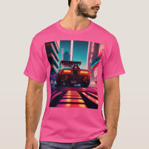 Camiseta Cyberpunk Outrun City Automobile Futurista AI Ge